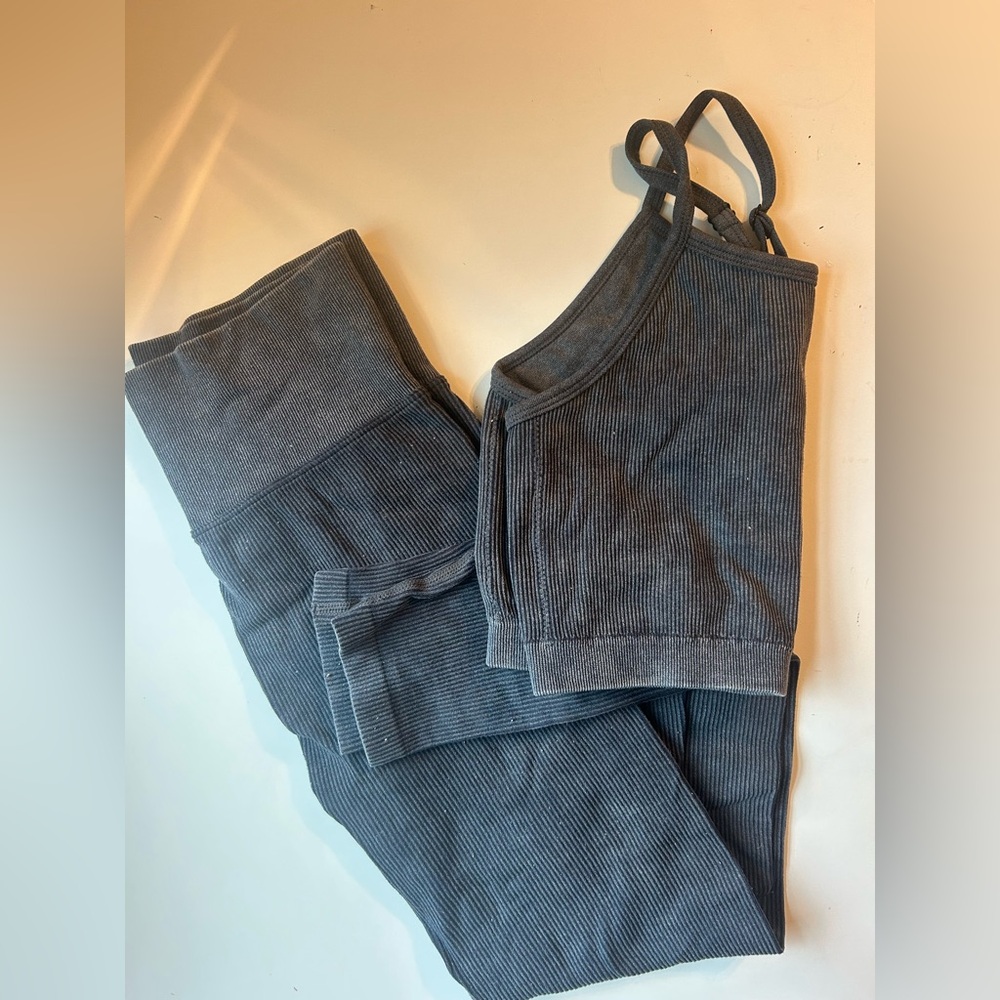 Charcoal Ribbed workout Set